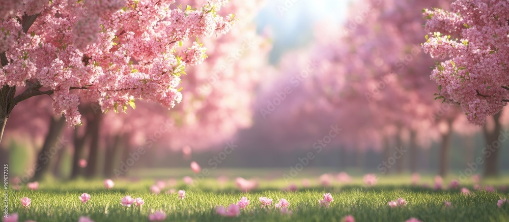 Aufkleber Spring Season Blossoming Trees. with copy space image. Place for adding text or design