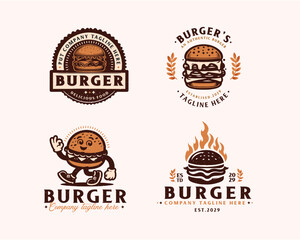 Obraz premium Set bundle classic cheese burger logo design for business company