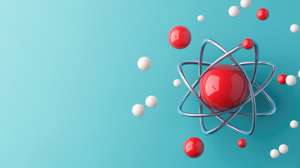 Explore a detailed atom model showcasing flying electrons, perfect for educational purposes in science technology and physics presentations.