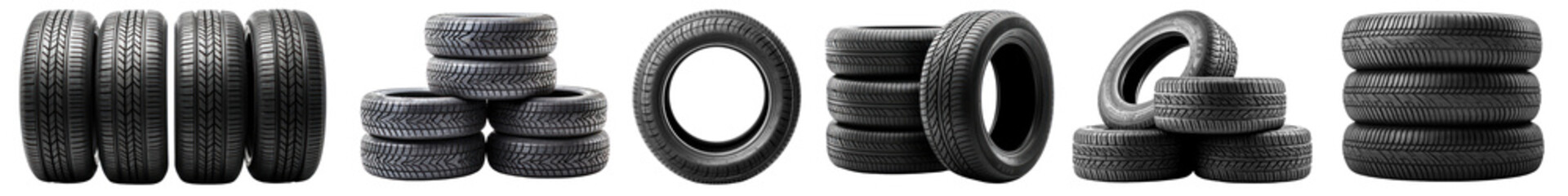 Car tire png cut out element set