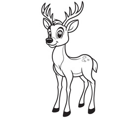 Deer cartoon isolated on white background cute animals coloring page