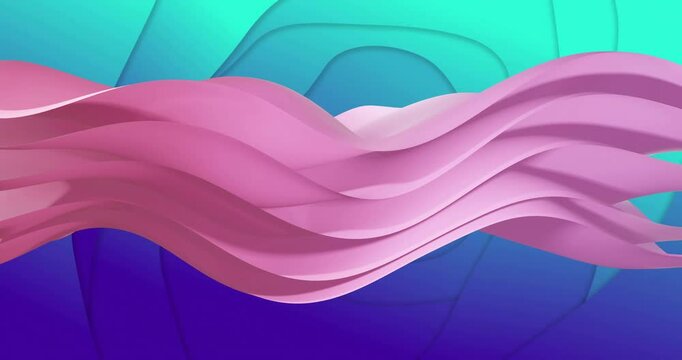 Animation of waving layers moving over multi coloured background