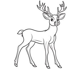 Deer cartoon isolated on white background cute animals coloring page