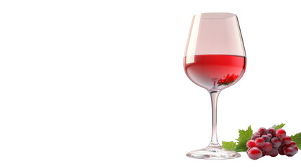 Glass of Red Wine with Grapes and Abstract Background