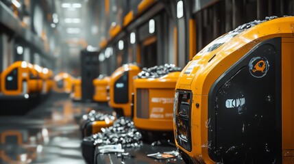 Futuristic autonomous waste management systems with AI sorting and recycling: Robotic waste management facilities turning trash into usable materials.