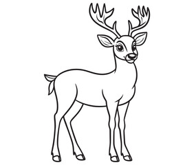 Deer cartoon isolated on white background cute animals coloring page