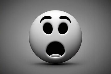 Fototapeta premium Three-Dimensional Startled Emoticon Face Icon with Shocked Expression