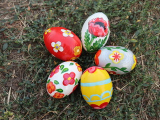 colorful easter eggs with traditional symbols