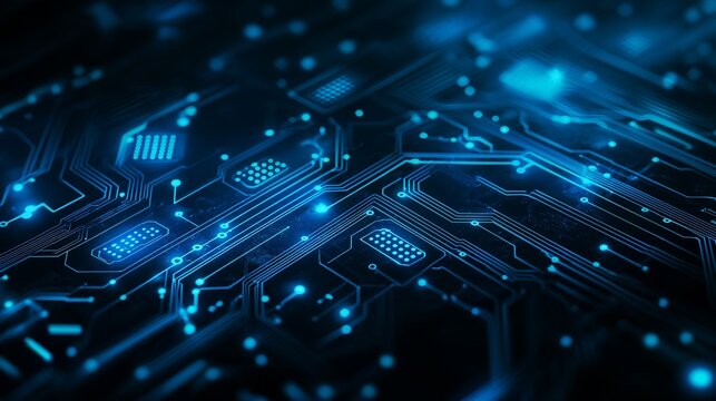 Abstract futuristic blue circuit board design for digital technology
