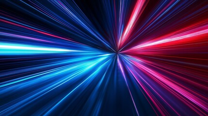 Obraz premium High-Speed Light Trails in Blue and Red on Black