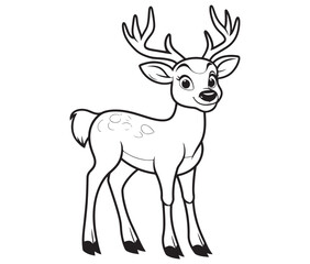 Deer cartoon isolated on white background cute animals coloring page