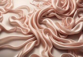 Obraz premium ing pale pink silk fabric creating soft, elegant waves on a beige background. Concept of luxury, softness, and elegance