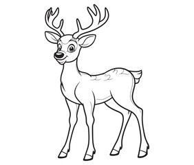 Deer cartoon isolated on white background cute animals coloring page
