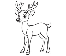 Deer cartoon isolated on white background cute animals coloring page