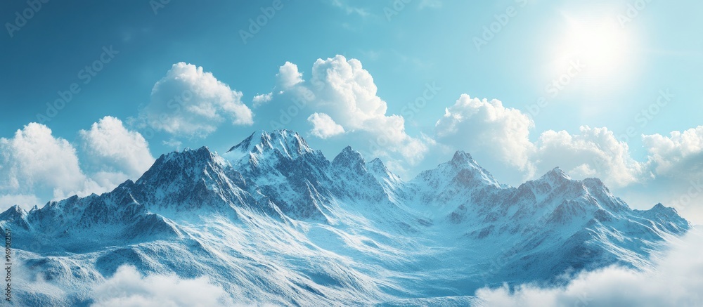 Aufkleber high elevation mountain scenery beneath a blue sky. with copy space image. place for adding text or 