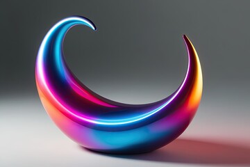 Three-Dimensional Electric Crescent-Shaped Bubbles Emanating Vibrant Gradient Tones on a Smooth Light Base