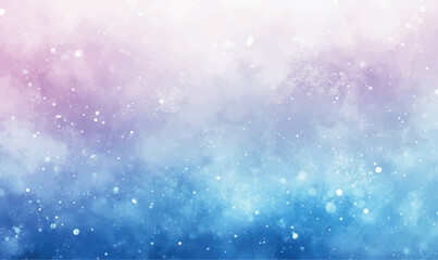 watercolor background, soft watercolor snow on a light blue background, gently blurred, creating the effect of a soft winter snowfall