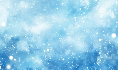 watercolor background, soft watercolor snow on a light blue background, gently blurred, creating the effect of a soft winter snowfall