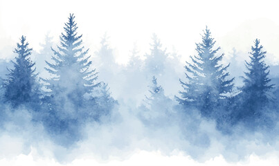 Fototapeta premium Smooth watercolor transitions of white and gray tones, creating the effect of soft winter fog that wraps around everything