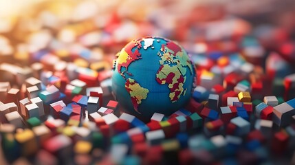 Vibrant Global Interconnectivity Represented by Colorful World Flags