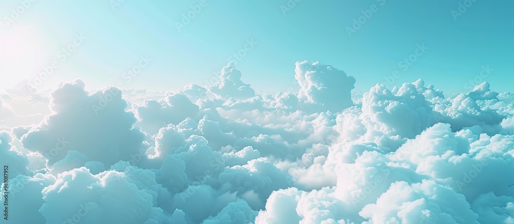 Wall mural blue sky with clouds suitable for use as a background. with copy space image. place for adding text 
