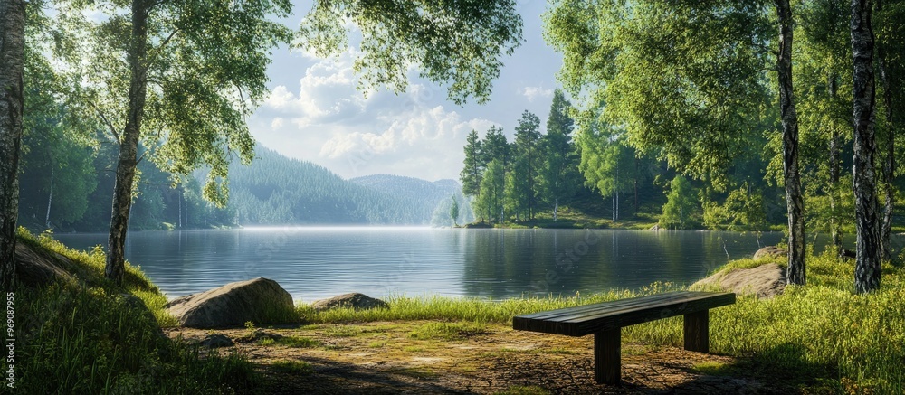 Fototapete lovely scenery during a break. with copy space image. place for adding text or design