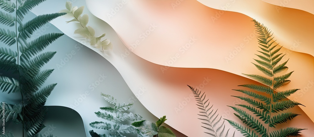 Fototapete Layers an abstract background concept featuring various colors and plants. with copy space image. Place for adding text or design