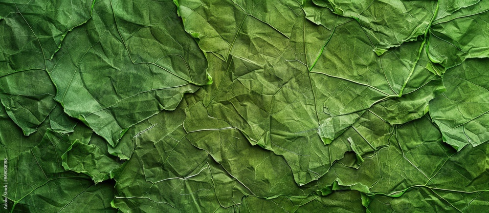 Poster Mulberry paper texture top view detail of green paper serves as a background for artistic and creative design. with copy space image. Place for adding text or design