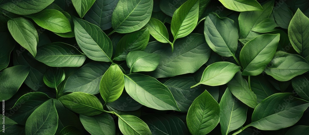 Fototapete background with a pattern of fresh green leaves. with copy space image. place for adding text or des