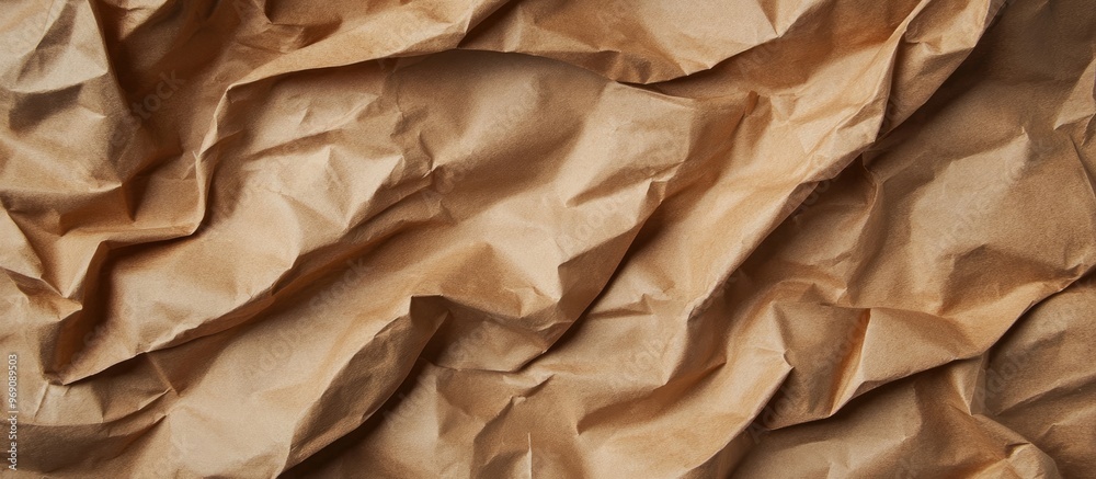 Poster Crumpled Brown Packing Paper Background. with copy space image. Place for adding text or design