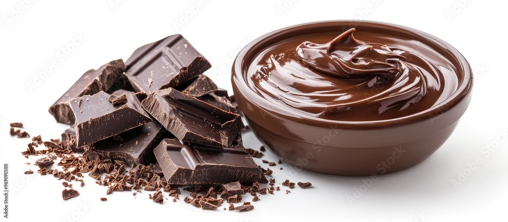 Fototapete cream pile with chocolate isolated on a white background. with copy space image. place for adding te