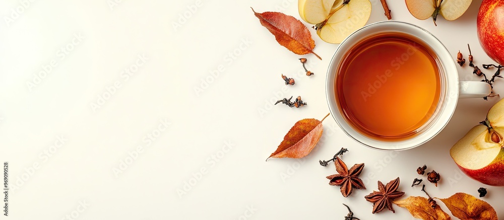 Aufkleber spiced apple herbal tea. with copy space image. place for adding text or design