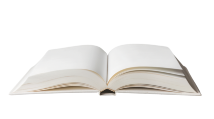 White hard cover book on transparent background