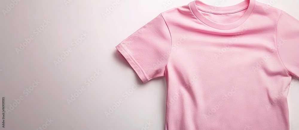 Poster blank pink t shirt against a white background. with copy space image. place for adding text or desig
