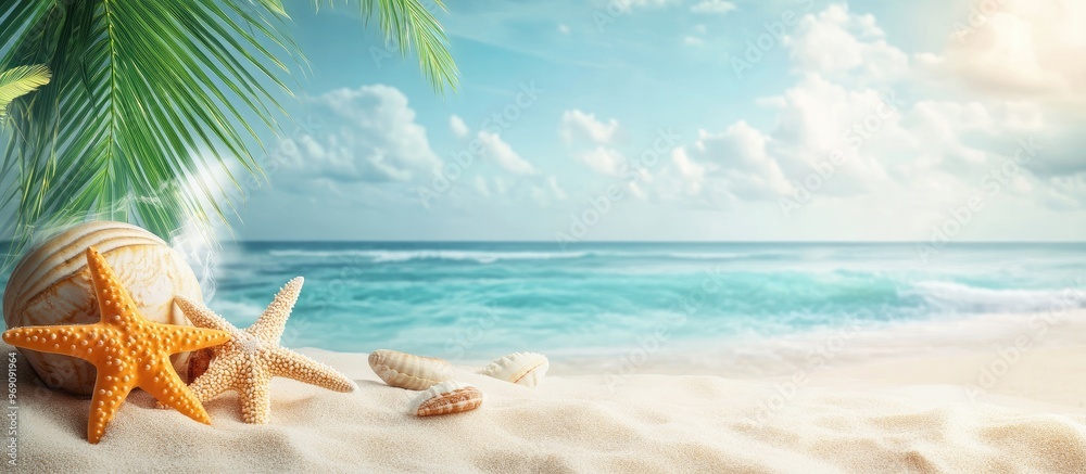 Poster enjoy summer breeze friendship beach holiday idea. with copy space image. place for adding text or d