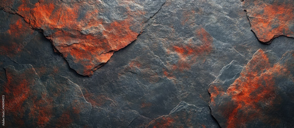 Fototapete Natural slate surface with red and gray patterns for background. with copy space image. Place for adding text or design