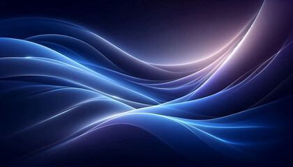 Fototapeta premium A smooth flowing abstract background featuring gradients of deep blues and purples with soft curves and light reflections creating a serene and ethereal ambiance