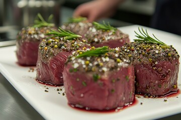 Rosemary and Peppercorn-Crusted Beef Medallions
