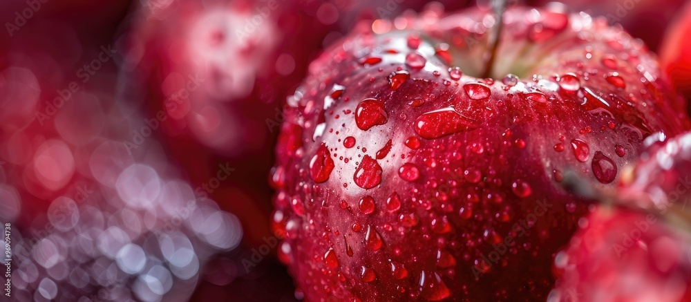 Poster crimson apple. with copy space image. Place for adding text or design