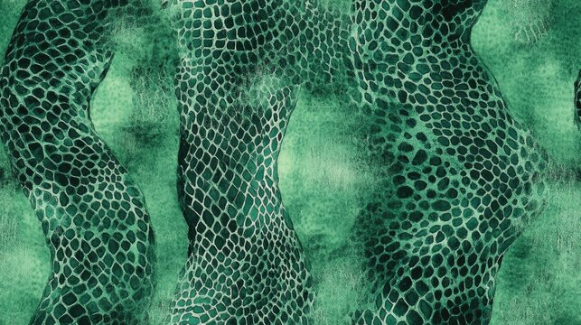 Green snakeskin pattern Watercolor reptile texture Seamless texture Watercolor python leather Snake print in repeat