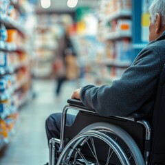 Obraz premium close-up of elder person in wheelchair is shopping at the drug store 