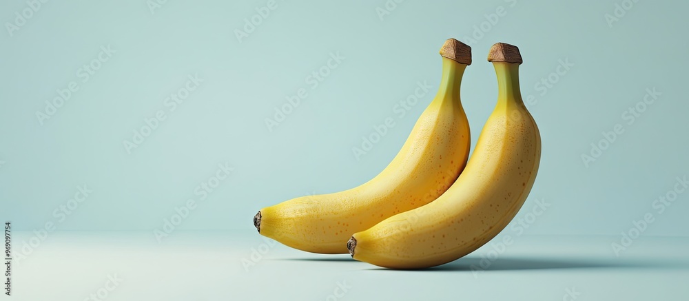Fototapete two bananas linked at the ends close up. with copy space image. place for adding text or design