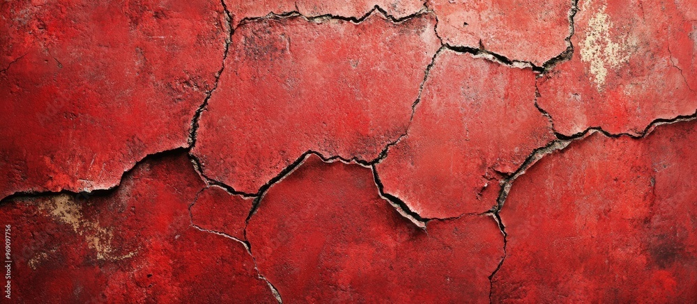 Aufkleber Close up background of cracked red concrete texture. with copy space image. Place for adding text or design