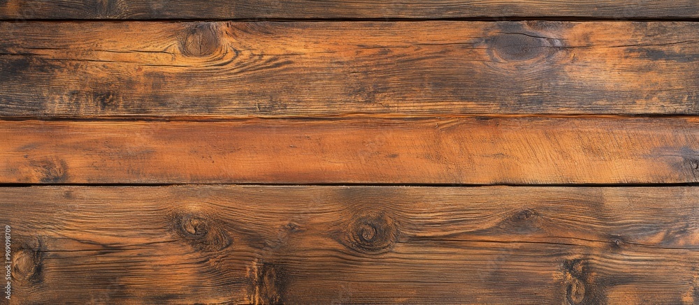 Fototapete Close up of a rustic wood table featuring grain texture in a vintage style The surface of an aged wooden plank is shown in macro view providing an empty template and copy space for an abstract backgr