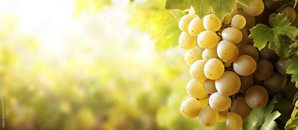 Aufkleber fresh cluster of white grapes in the field. with copy space image. place for adding text or design