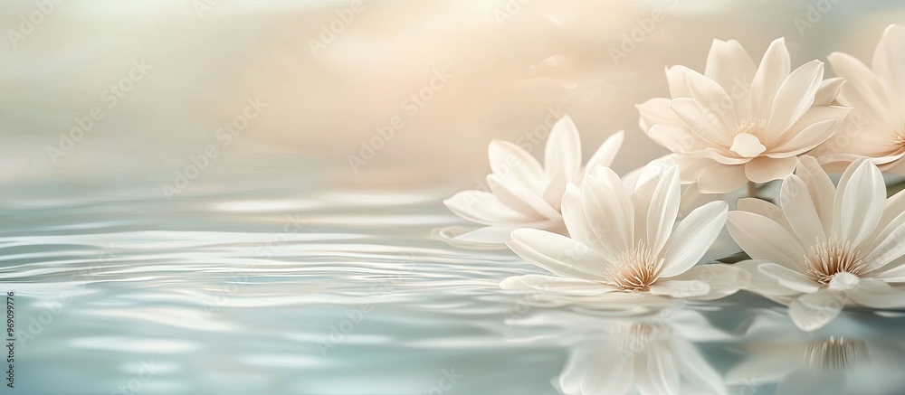 Poster Flower background material with floral water. with copy space image. Place for adding text or design