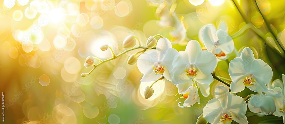 Aufkleber defocused oncidium adelaidae also known as the dancing lady orchid set against a natural background 