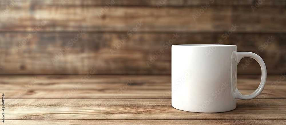 Leinwandbilder coffee mug on wooden surface. with copy space image. place for adding text or design