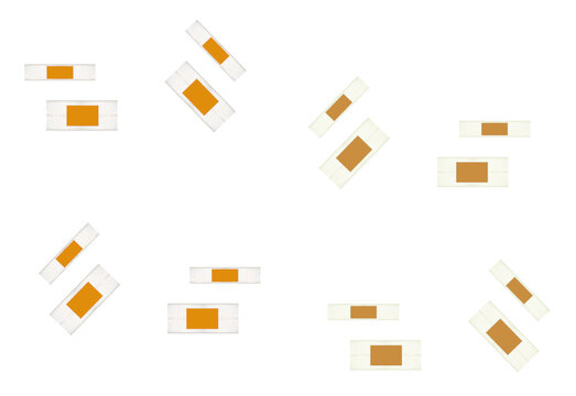 Top view plasters for wounds. On isolated transparent background.
