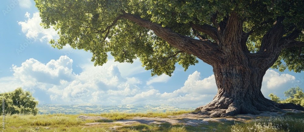 Fototapete the largest tree from a bill view. with copy space image. Place for adding text or design